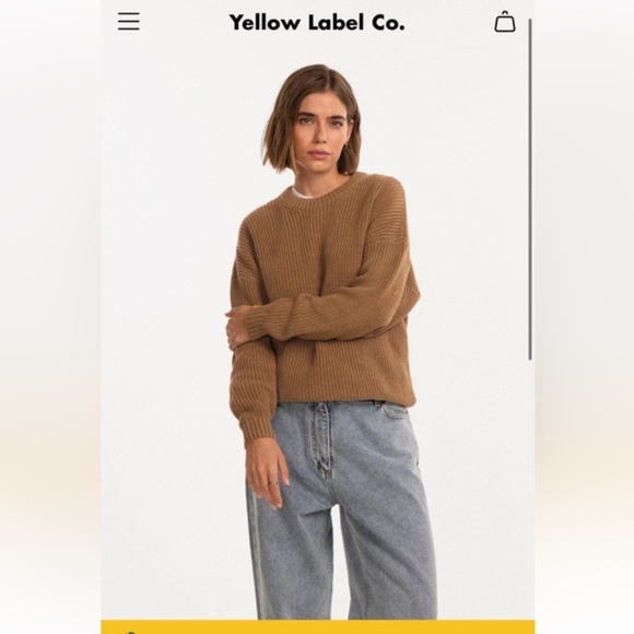 Yellow Label Co chunky knit crew in Tan - Picture 8 of 8